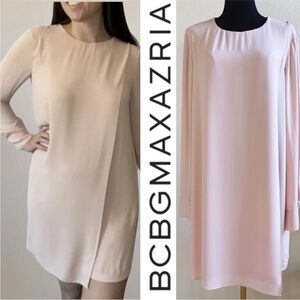 NWT BCBGMAXAZRIA Ashton Chiffon Dress In “Bare Pink”.‎ Large